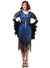 Womens Blue and Black Gatsby Dress with Iridescent Sequins and Flutter Sleeve - Front Image