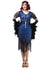 Plus Size Womens Blue and Black Gatsby Dress with Iridescent Sequins and Flutter Sleeve - Front Image