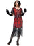Plus Size Womens Red and Black Gatsby Dress with Iridescent Sequins and Flutter Sleeve - Front Image