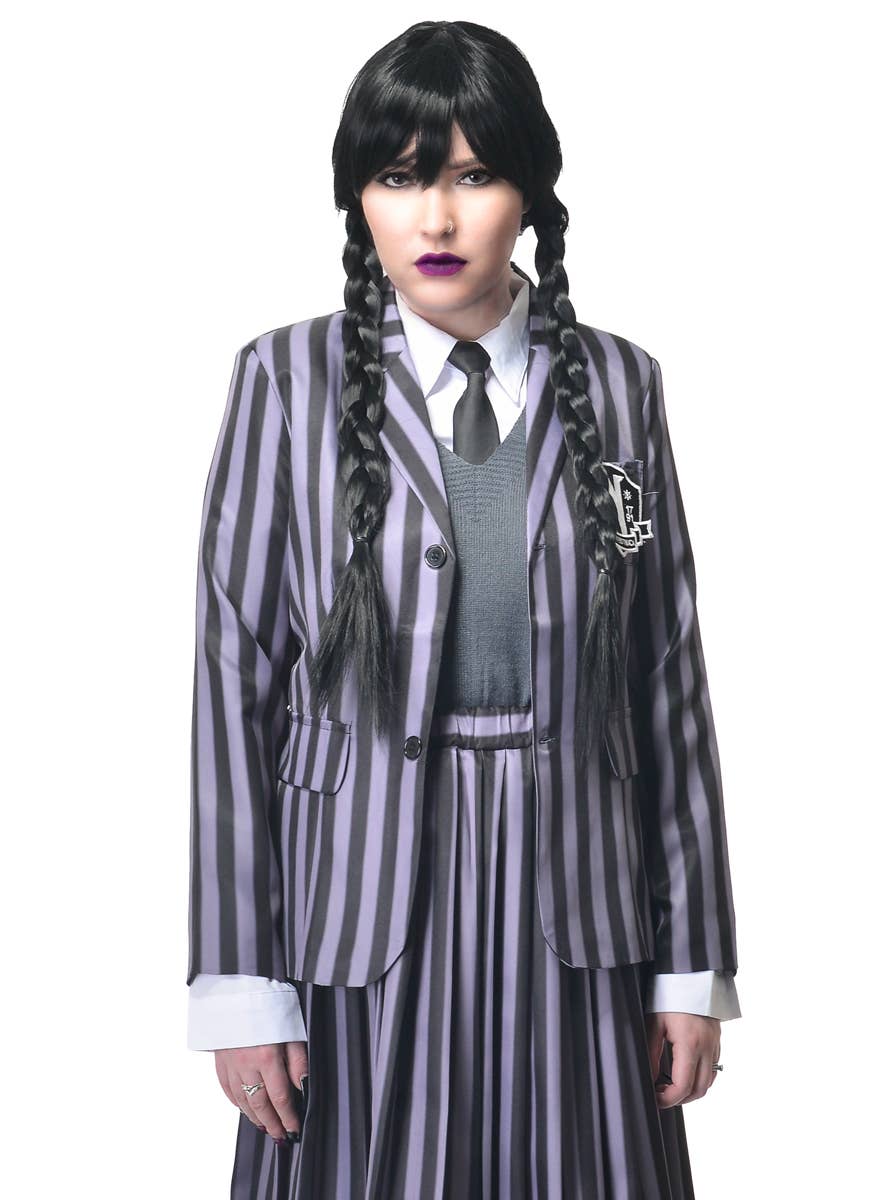 Image of Deluxe Nevermore Wednesday Addams Women's Costume - Close Image 1