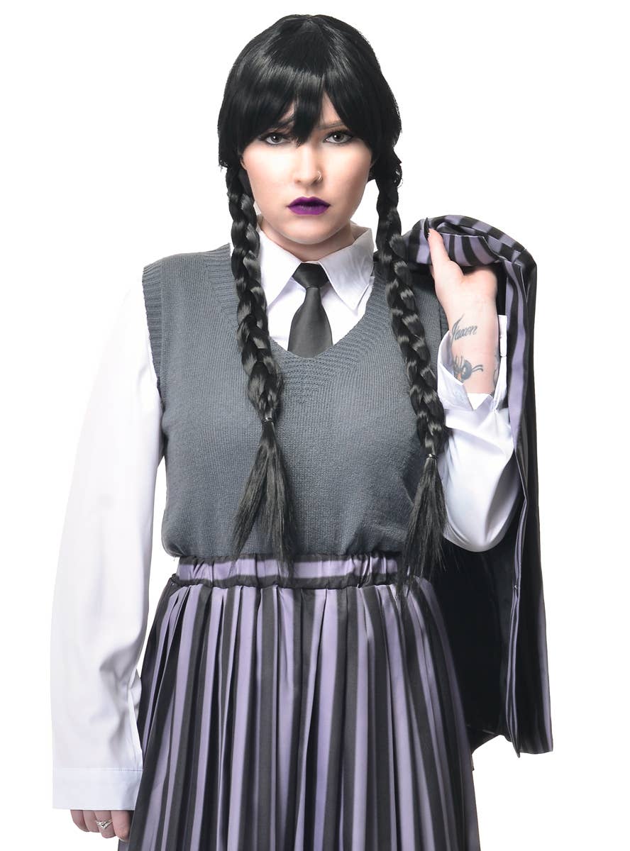 Image of Deluxe Nevermore Wednesday Addams Women's Costume - Close Image 2