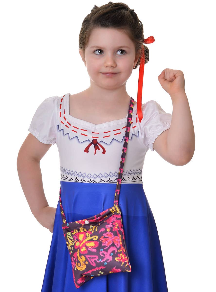 Image of Louisa Girl's Blue and White Fancy Dress Costume - Close View