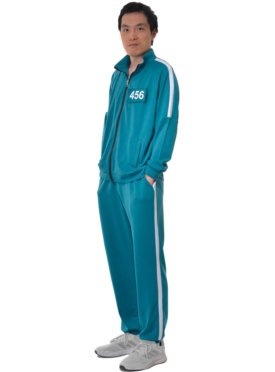 Adult's Squid Games Tracksuit Costume with Number 456 or 212 - Side Image