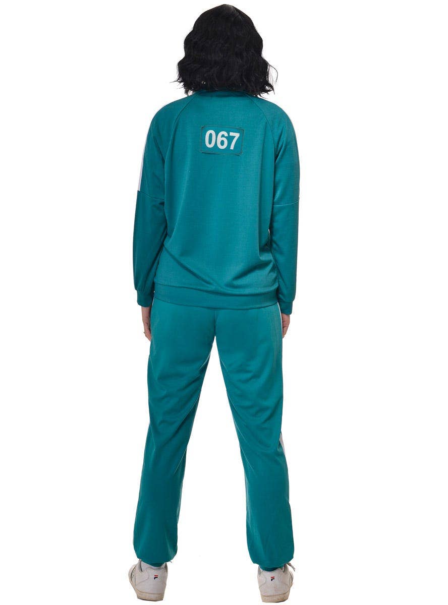 Adult's Plus Size Squid Games Tracksuit Costume with Number 456 or 067 - 067 Back Image