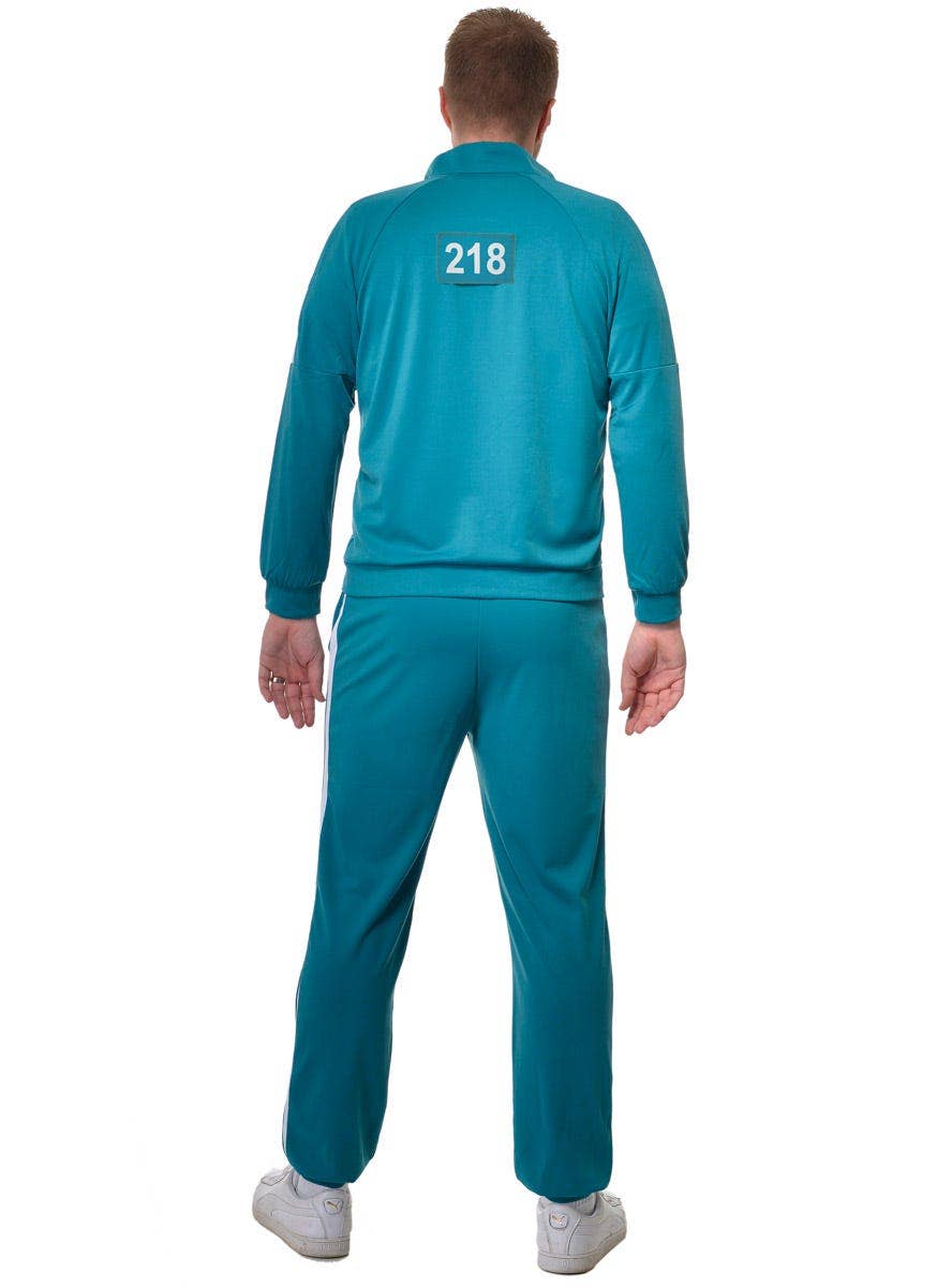 Adult's Plus Size Squid Games Tracksuit Costume with Number 001 or 218 - 218 Back Image