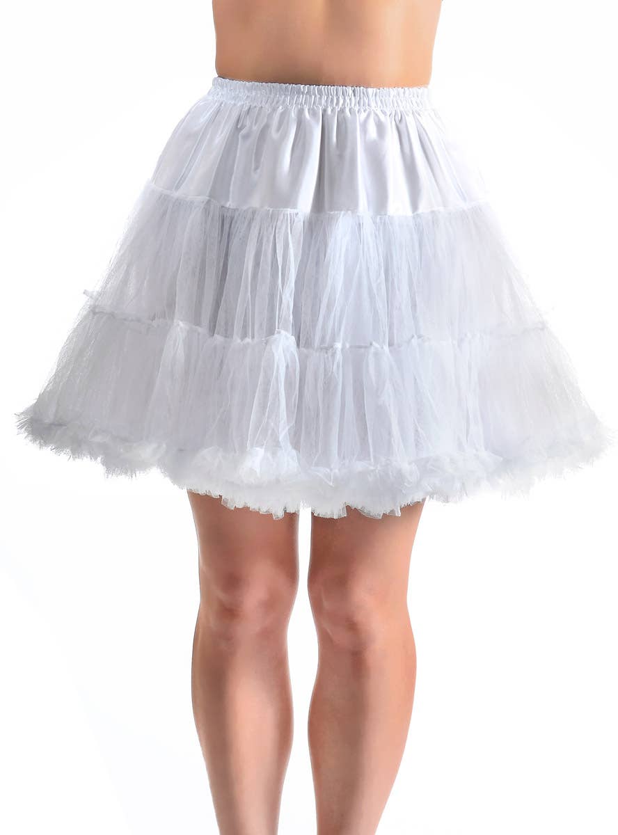 Thigh Length Fluffy White Petticoat for Women