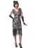 Light Olive Green and Black Women's Deluxe Sequinned Gatsby Costume Dress - Main View