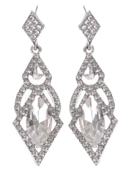 Image of Elegant Silver Rhinestone Drop Earrings