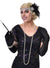 1920s 5 Piece Set with Black and Silver Headband, Black Gloves, Pearls, Cigarette Holder and Pearl Bracelet - Main Image