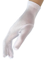 Short Glossy White Satin Wrist Length Gloves