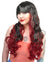Red and Black Curly Wig with Fringe Front View