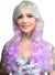 Womens Silver and Pastel Purple Wavy Wig with Side Fringe Front Image