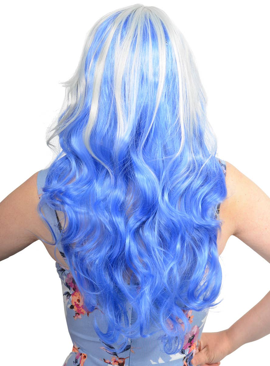 Grey and Blue Women's Curly Wig with Side Fringe Back Image