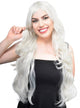 Womens Long Curly Silver Costume Wig Front Image