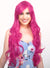 Womens Long Curly Raspberry Pink Costume Wig Front Image