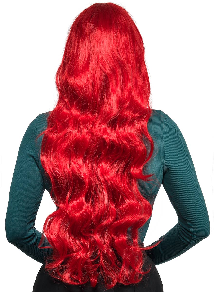 Extra Long Bright Red Curly Women's Costume Wig - Back Image