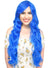 Womens Long Curly Royal Blue Costume Wig Front Image