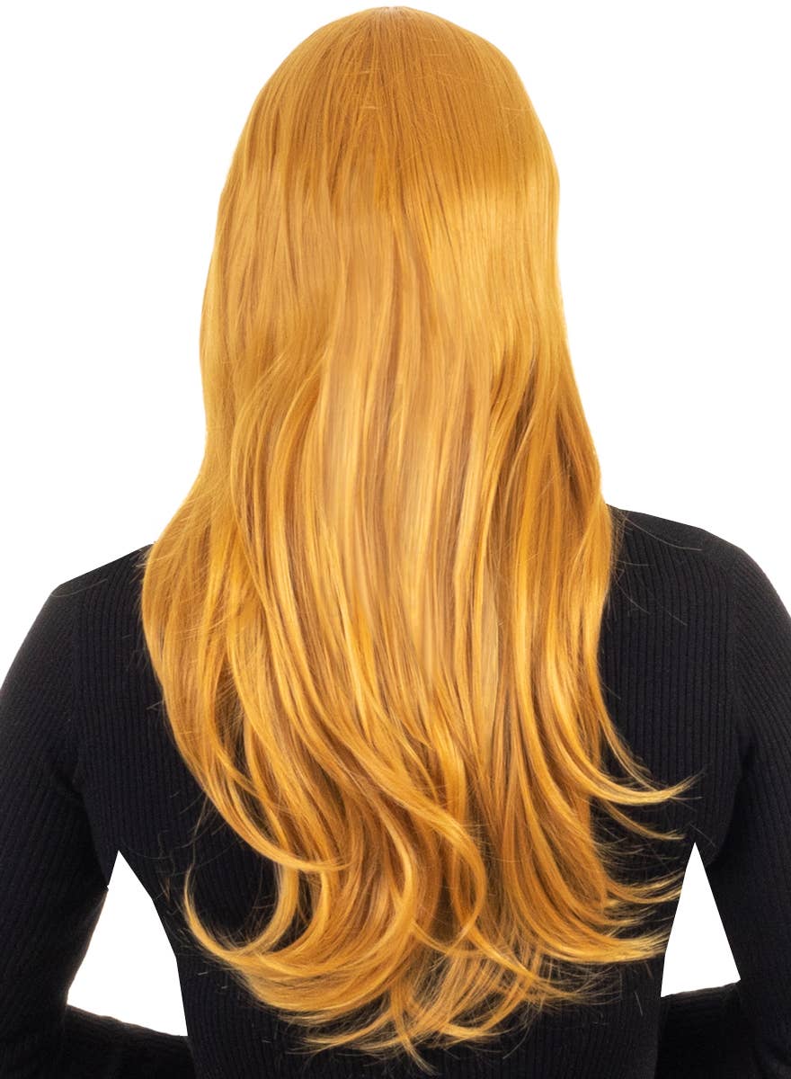 Long Wavy Ginger Women's Costume Wig with Side Fringe - Back Image