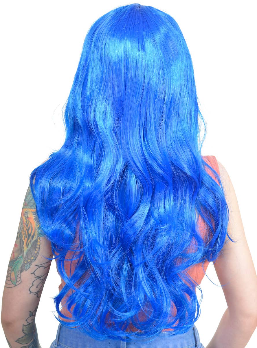 Womens Royal Blue Wavy Wig with Side Fringe Back Image