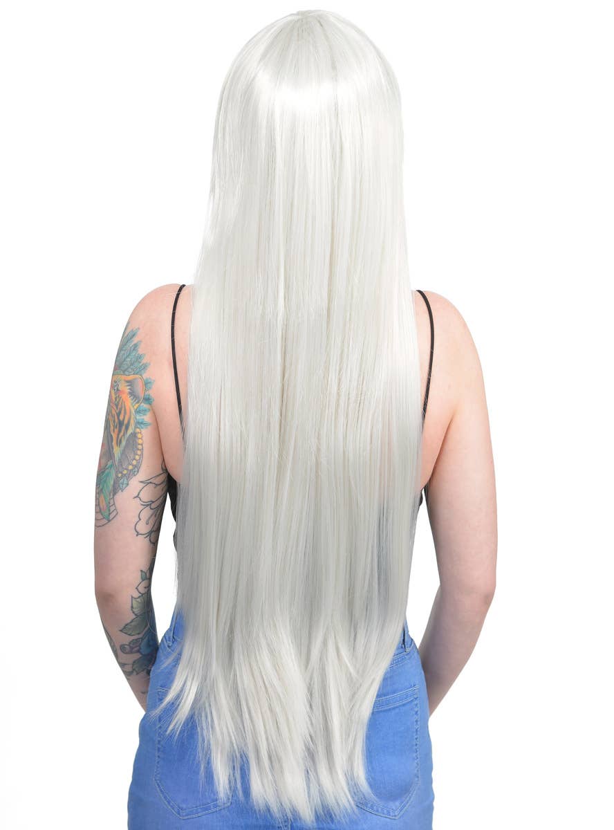 Women's Light Silver Straight Wig Back Image