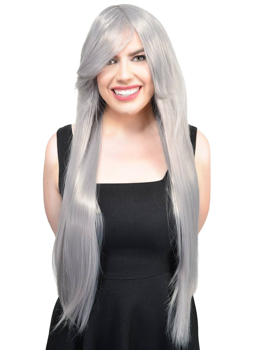 Women's Dark Silver Straight Wig Front Image