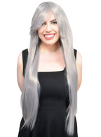 Women's Dark Silver Straight Wig Front Image