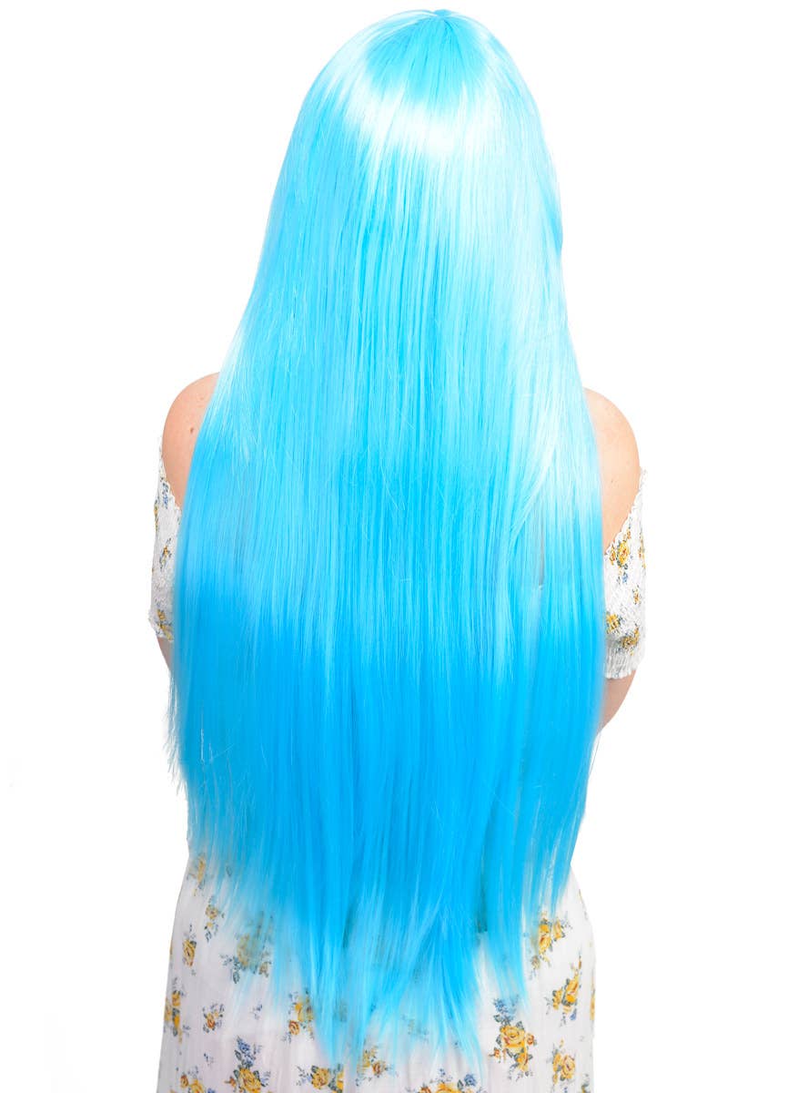 Women's Light Blue Straight Wig Back Image