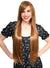 Extra Long Straight Brown Women's Costume Wig with Side Fringe - Front Image