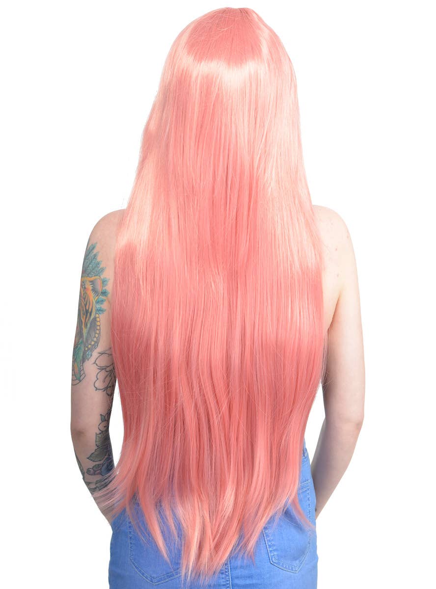 Women's Pastel Pink Straight Wig Back Image