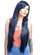 Women's Navy Blue Long Straight Wig Front Image