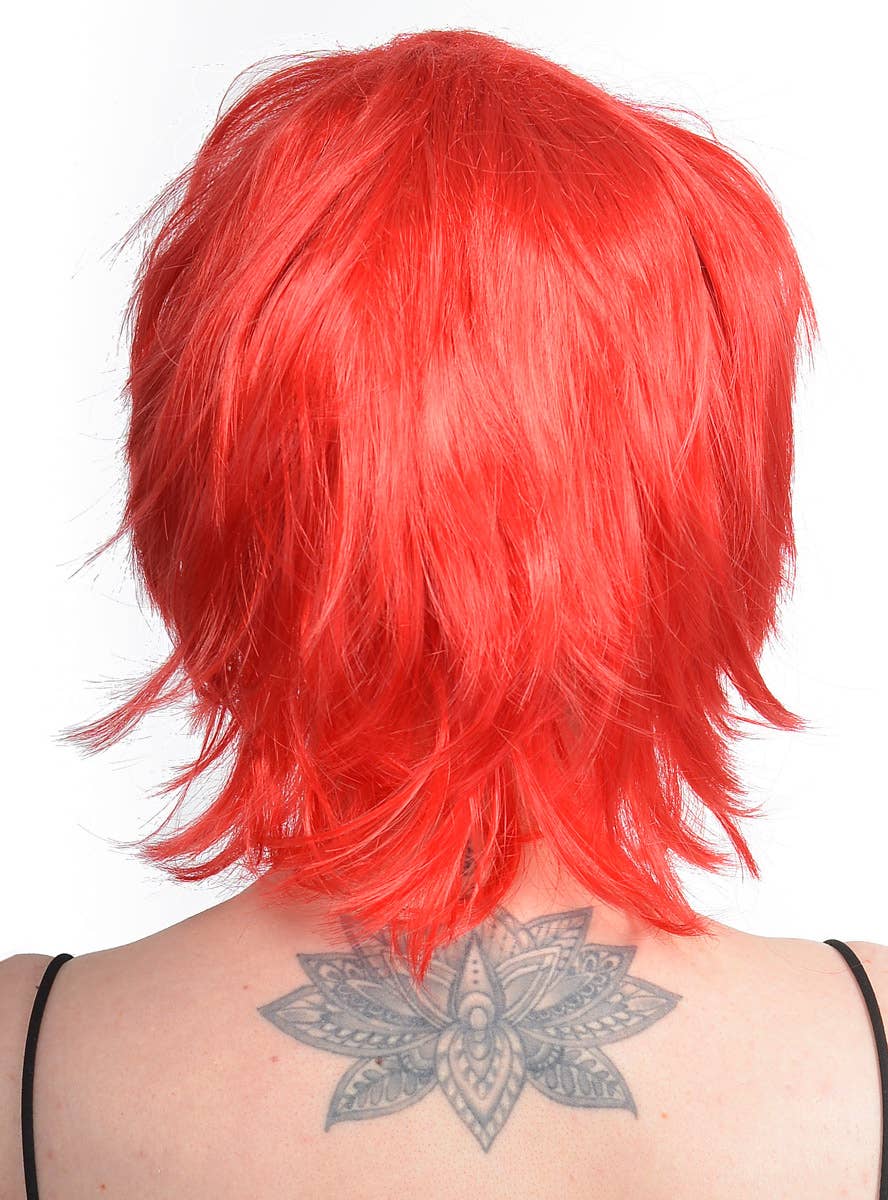 Women's Short Bright Red Costume Wig Back Image
