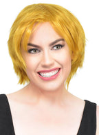 Women's Short Gold Blonde Costume Wig Front Image