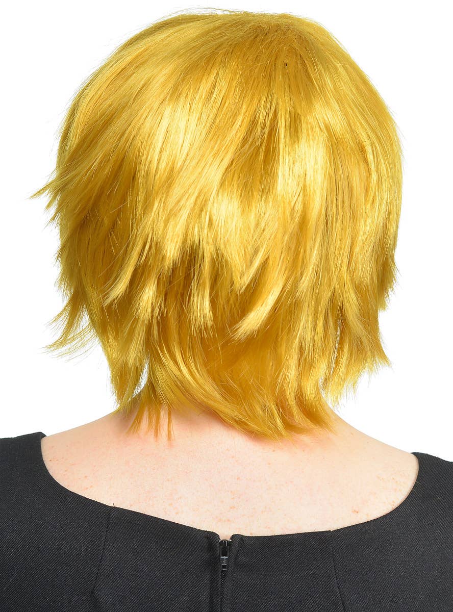 Women's Short Gold Blonde Costume Wig Back Image