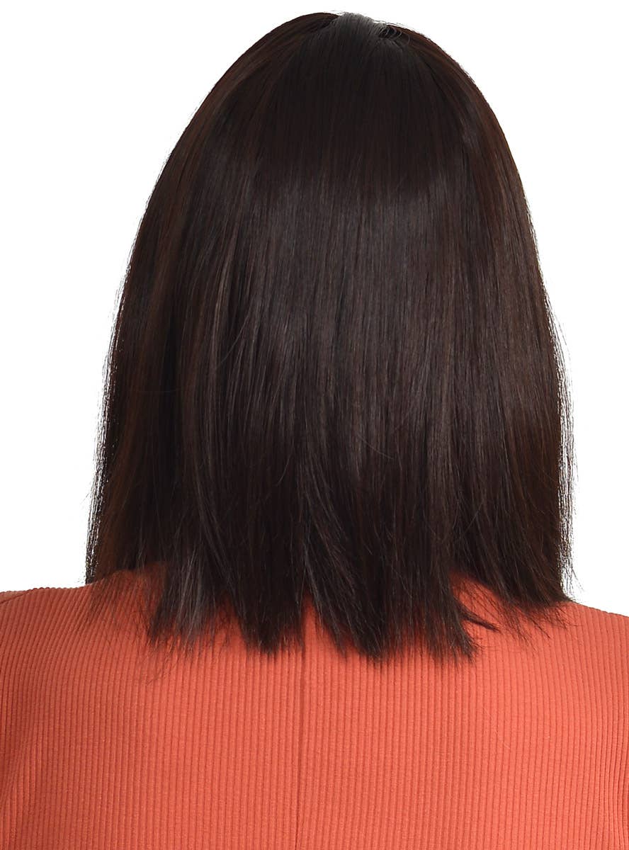 Chocolate Brown Womens Concave Synthetic Bob Wig with Realistic Skin Cap Part - Back Image