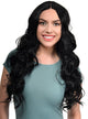 Women's Soft Midnight Black Curly Synthetic Fashion Wig with Lace Parting - Front Image