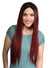 Women's Long Straight Burgundy Red Synthetic Fashion Wig with Dark Roots and Lace Parting - Front Image