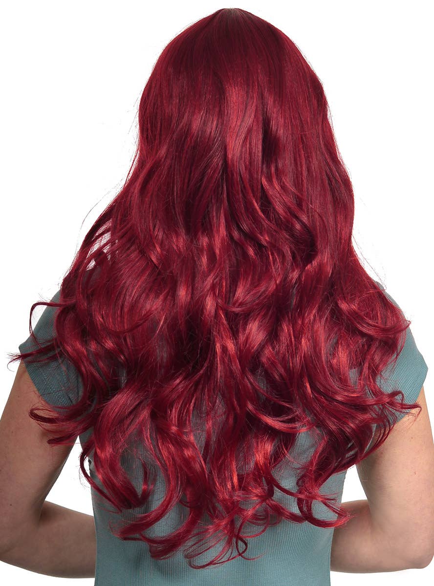 Women's Cherry Red Synthetic Fashion Wig with Lace Parting - Back Image