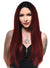 Womens Deep Burgundy Red Straight Synthetic Fashion Wig with T-Part Lace Front - Front Image