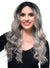 Womens Silver Grey Long Wavy Synthetic Fashion Wig with Lace Front and Dark Roots - Front Image