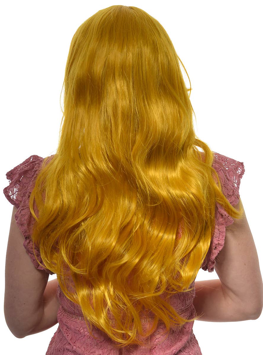 70cm Womens Long Curly Golden Ginger Synthetic Costume Wig - Back Image