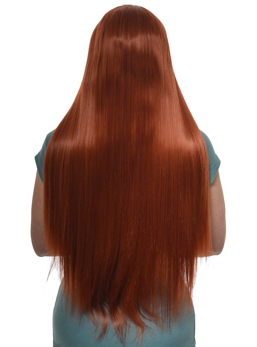 Ginger Red Women's Extra Long Synthetic Fashion Wig with Lace Part - Back Image