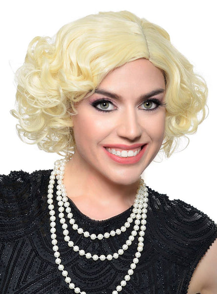 Extra Short Curly Blonde Flapper Wig for Women - Front View