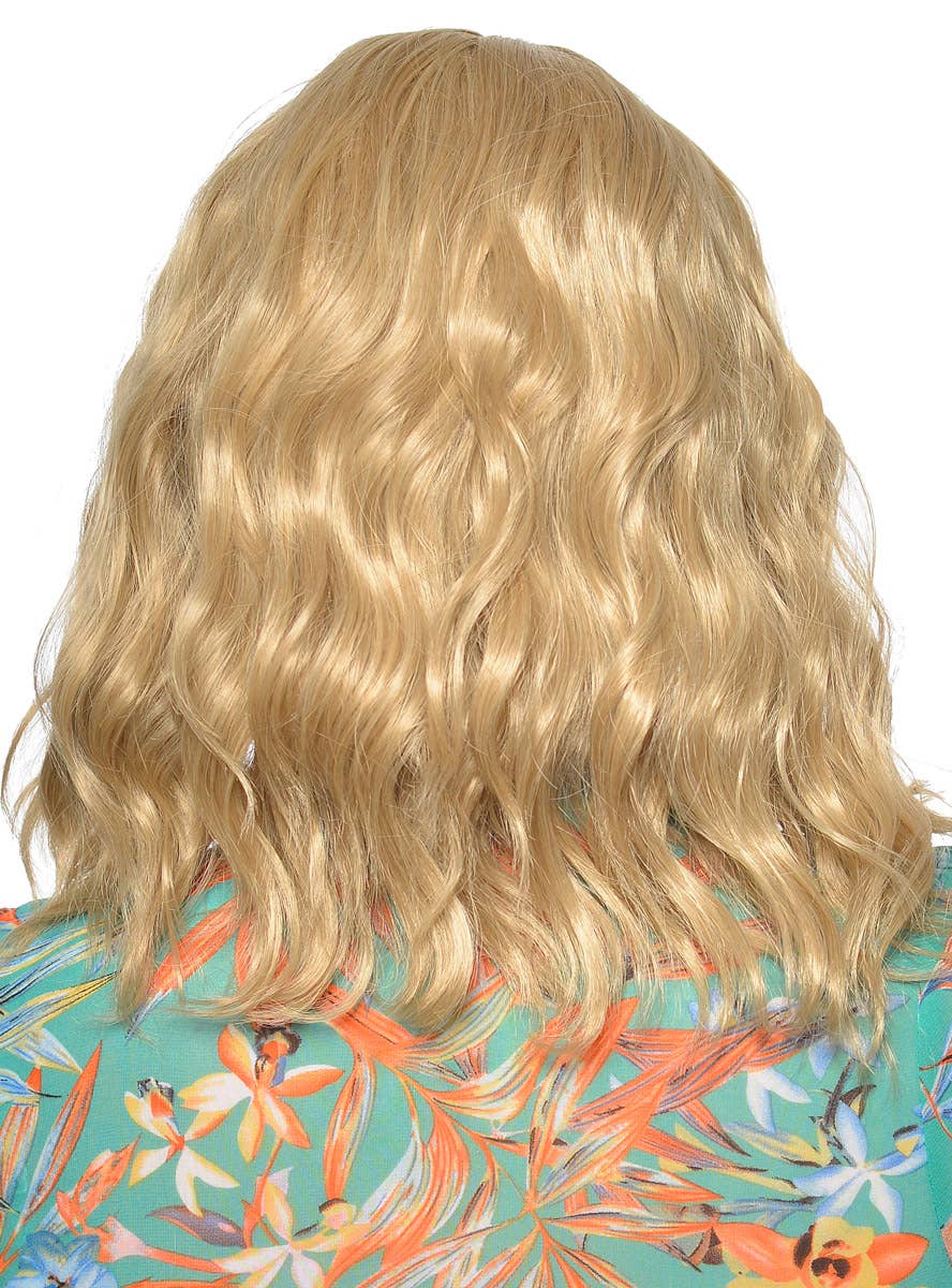 Deluxe Dark Blonde Mid-Length Wavy Fashion Wig for Women - Back View