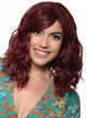 Deluxe Burgundy Mid-Length Wavy Fashion Wig for Women - Front View