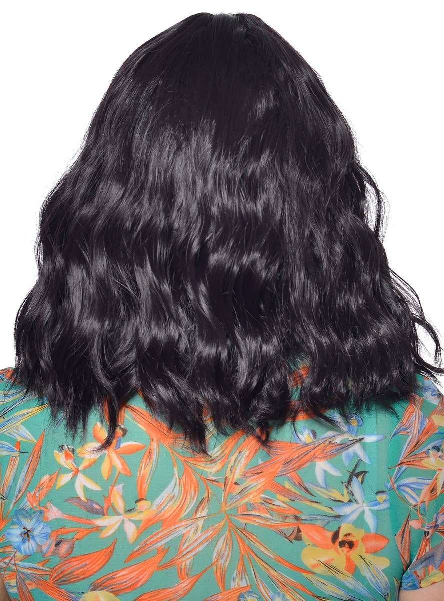 Deluxe Black Mid-Length Wavy Fashion Wig for Women - Back View