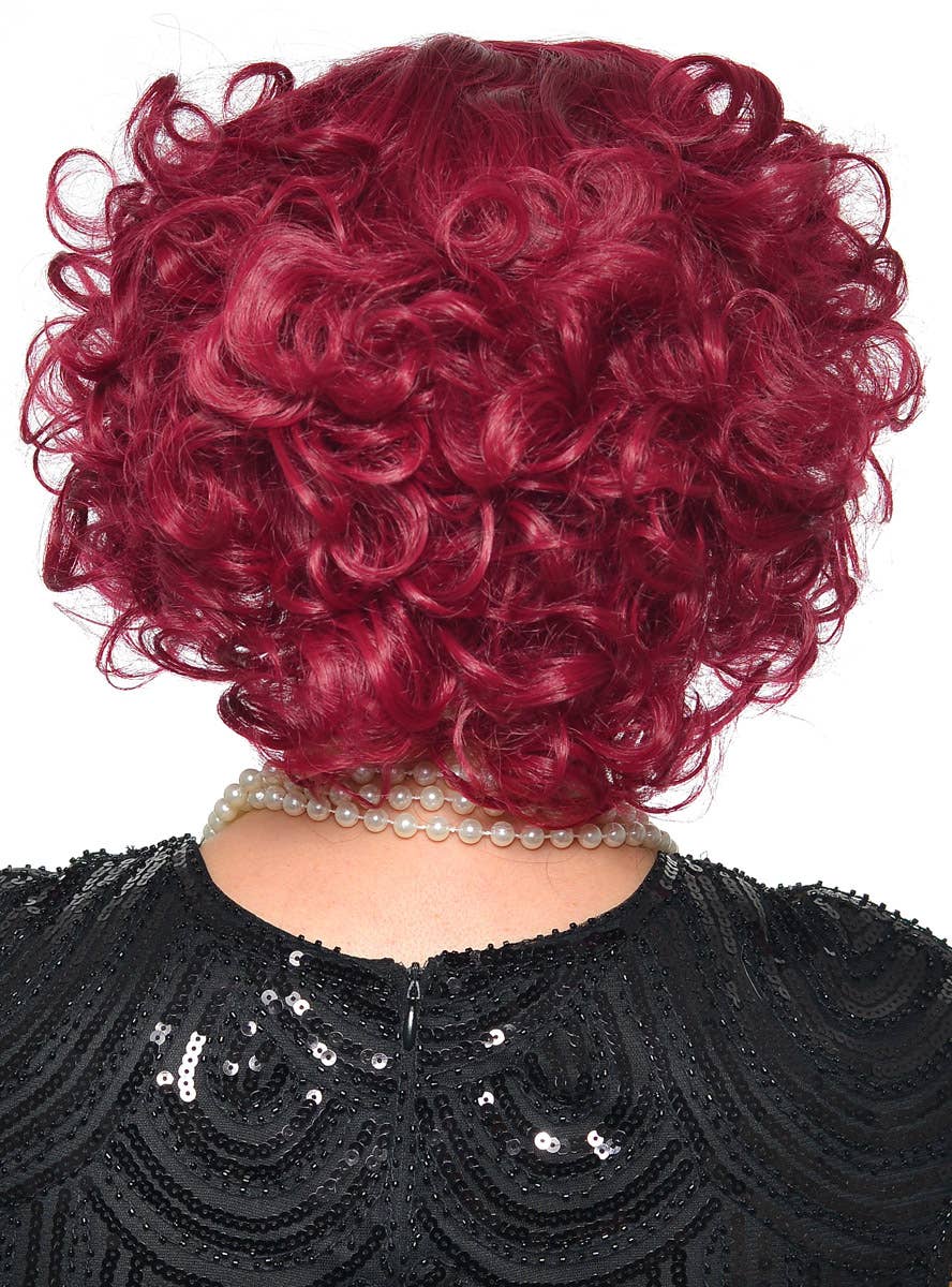 Extra Short Curly Burgundy Flapper Wig for Women - Back View