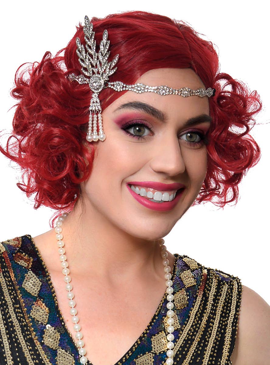 1920s Bright Red Womens Flapper Costume Wig