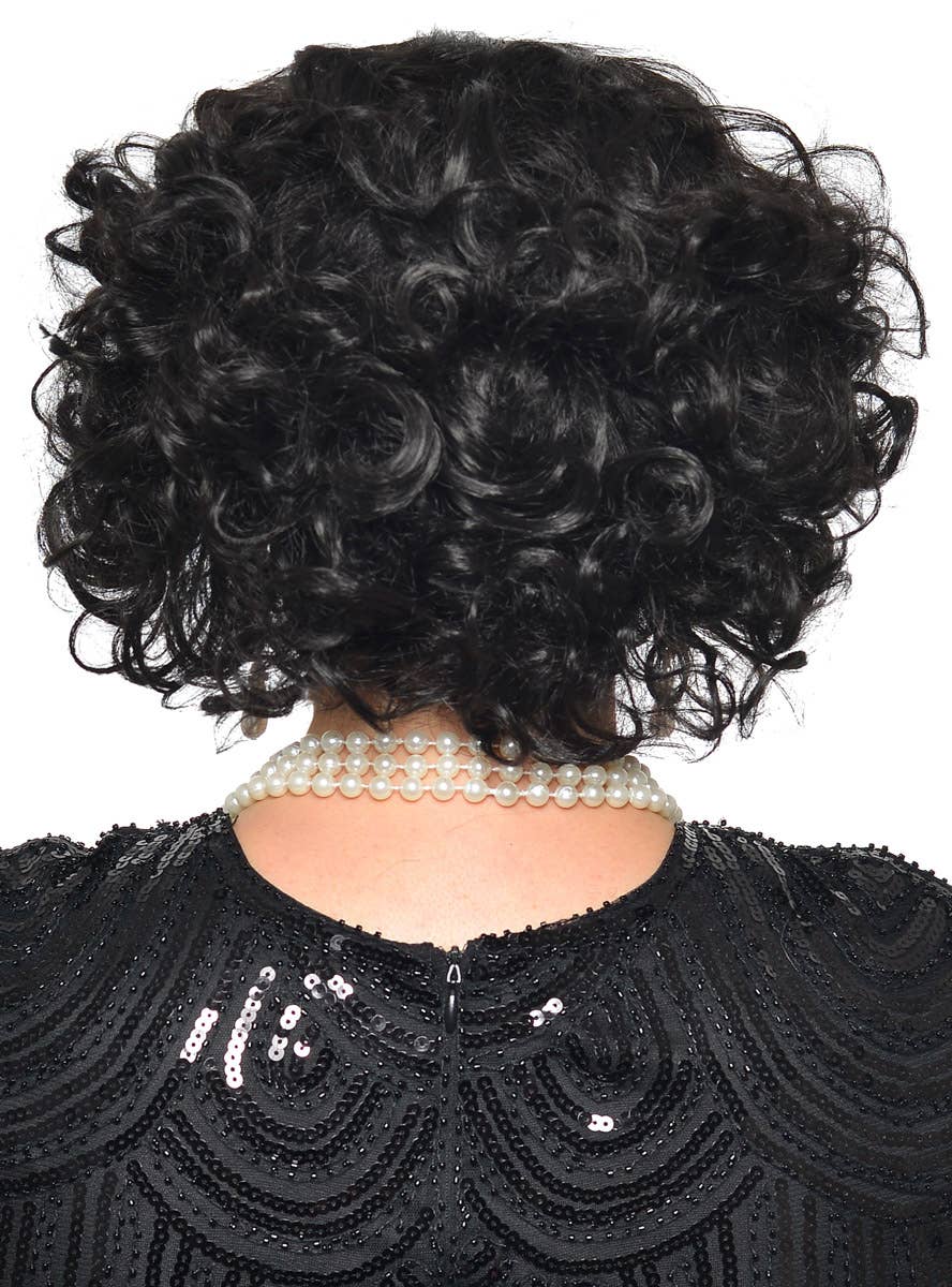 Extra Short Curly Black Flapper Wig for Women - Back View