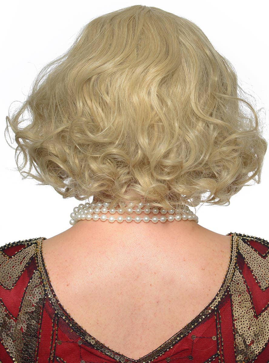 Curly Dark Blonde Women's Flapper Costume Wig with Skin Top - Back View