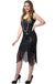 Dazzling Deluxe Black Sequin 1920's Gatsby Dress Costume for Women - Front Image